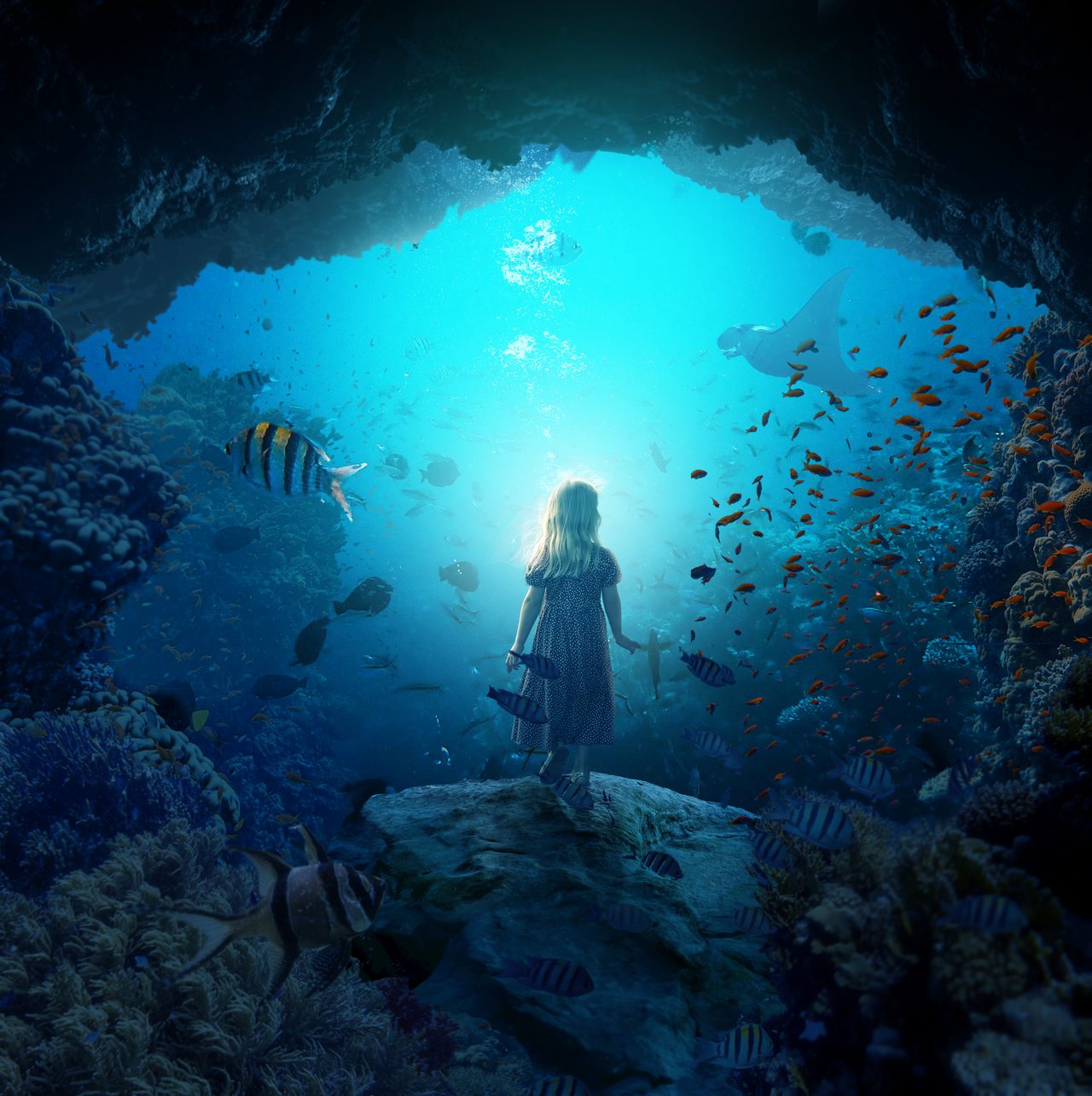 Underwater Dream, a conceptual photograph by Aaron Nace